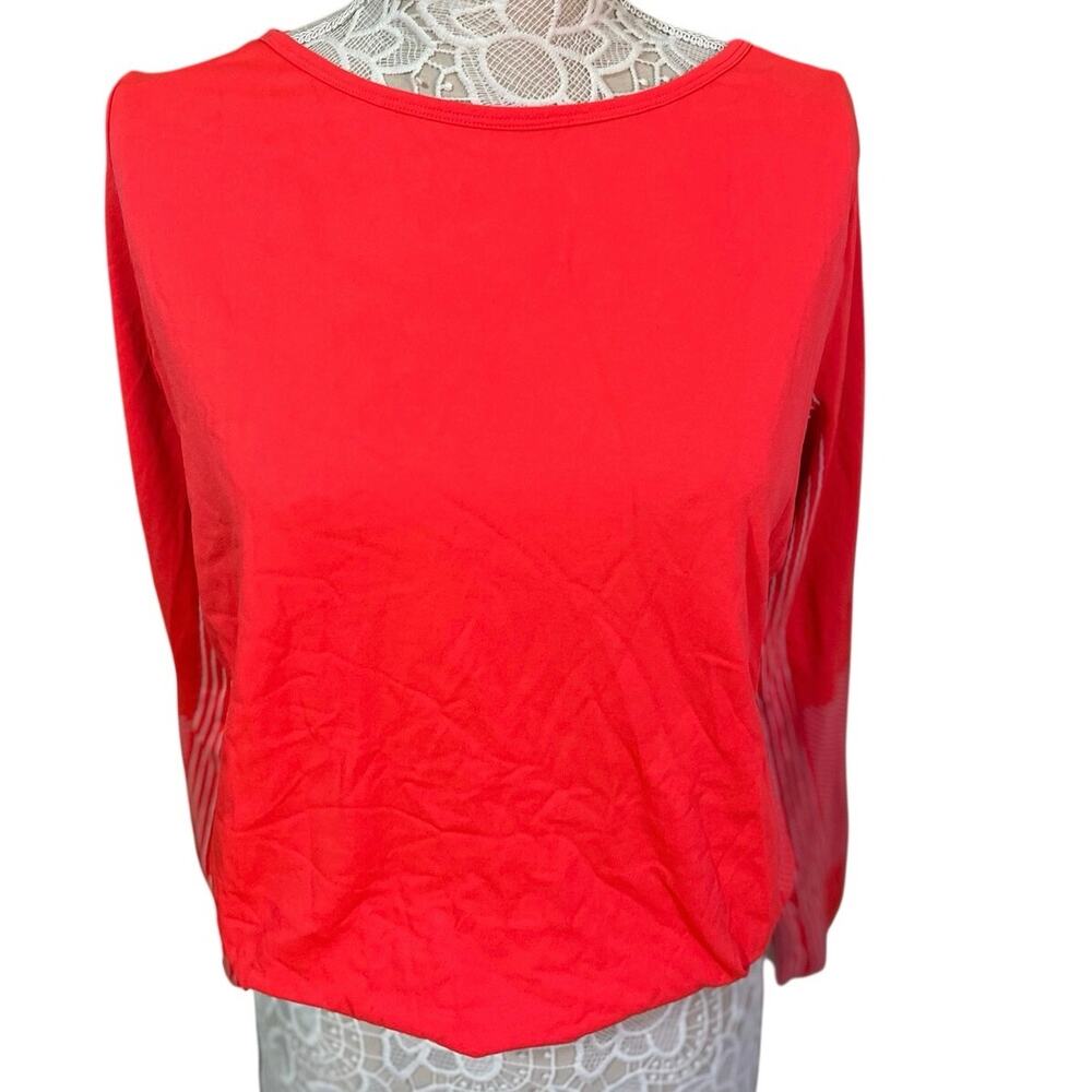 Nike Neon Pink Long Sleeved Dri Fit Active Top With Waist Band-Womens Size Large